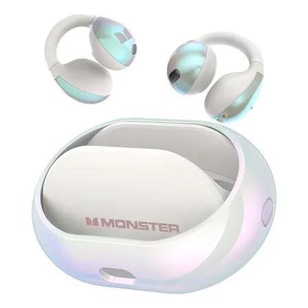 Fones De Ouvido Sem Fio Monster Open-ear,Fone Tws Possuem ENC,30 Horas de Reprodução,À Prova D'água Ipx6,Microfone De Hd Integrado,Qualidade De Som HIFI,Fone Bluetooth Adequados Gamer,Correndo,Branco