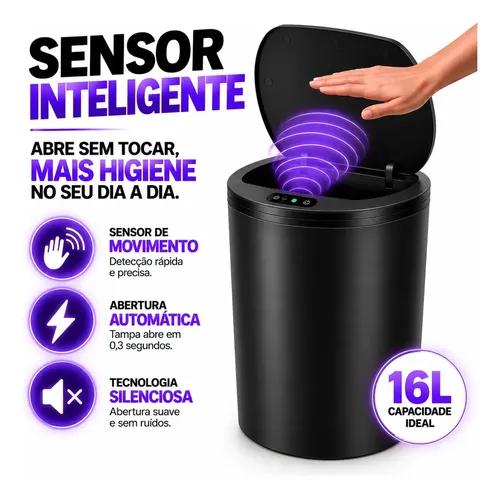 Lixeira Inteligente Automática Redonda Sensor 16L